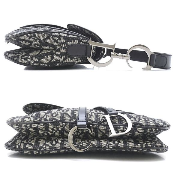 Christian Dior Double Saddle Bag Trotter Black Gray - Picture 2 of 9
